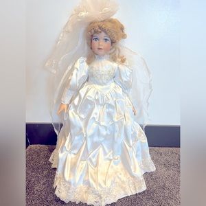 Porcelain doll white wedding dress